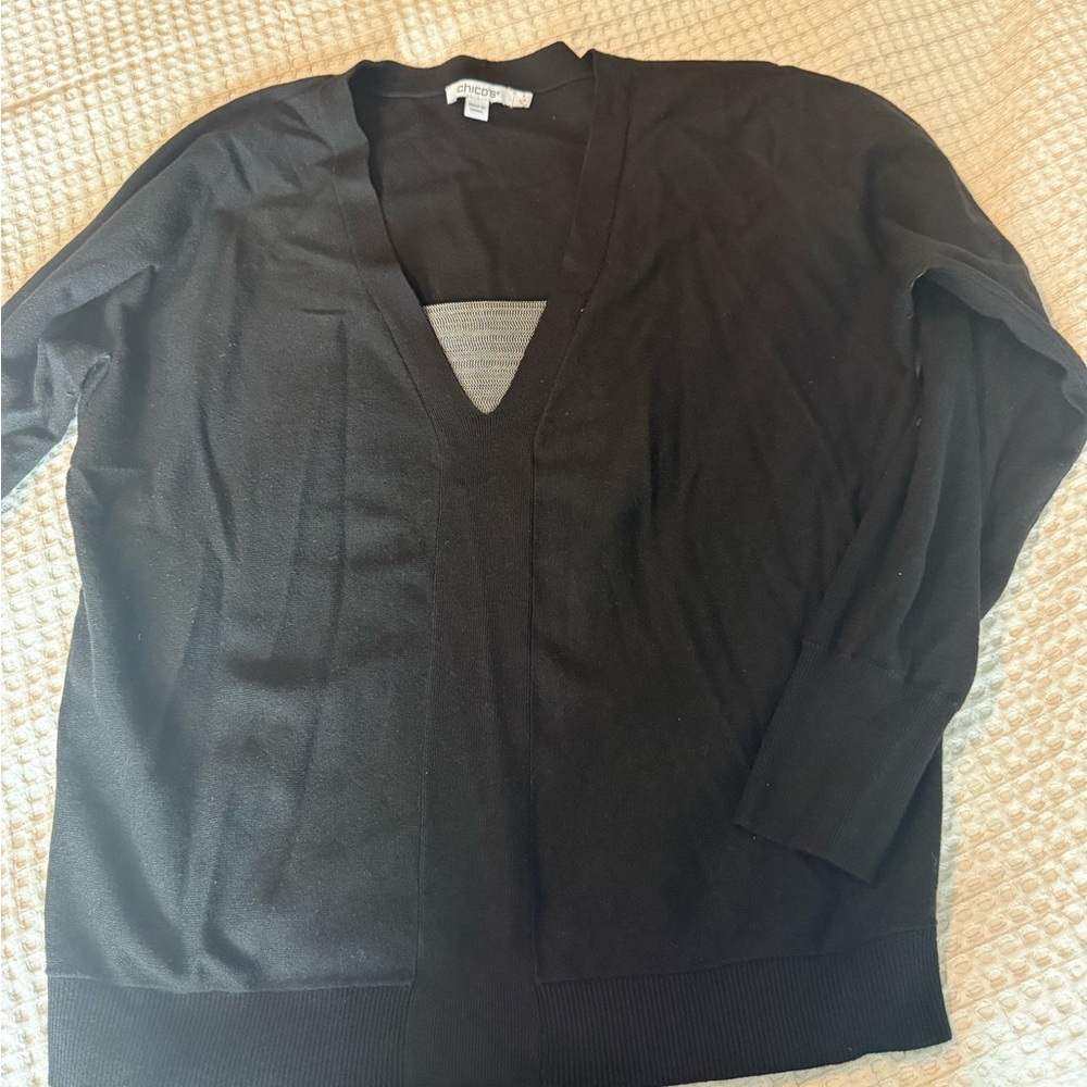 Chico's Elegant Black V-Neck Sweater